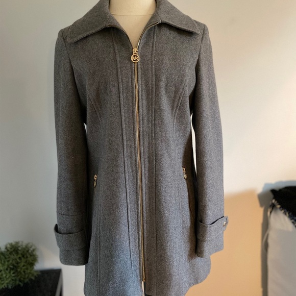 michael michael kors wool blend zip front coat